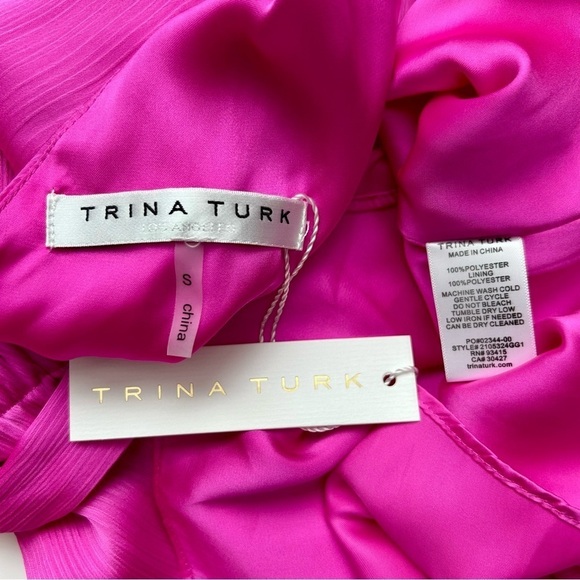 Trina Turk Pink Planetary Mini Dress Faux Wrap Sash Belt Size Small NWT - Picture 12 of 12